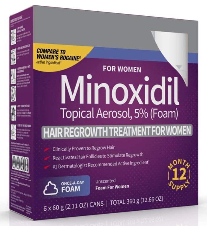 KIRKLAND Minoxidil 5% Foam Women - 6-Month Treatment - MinoxFactor