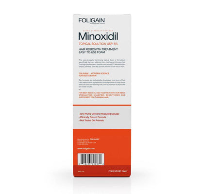 FOLIGAIN Minoxidil 5% Hair Regrowth Foam For Men 3 Month Supply - MinoxFactor
