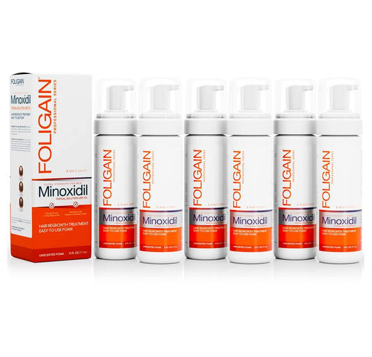 FOLIGAIN Minoxidil 5% Hair Regrowth Foam For Men 6 Month Supply - MinoxFactor
