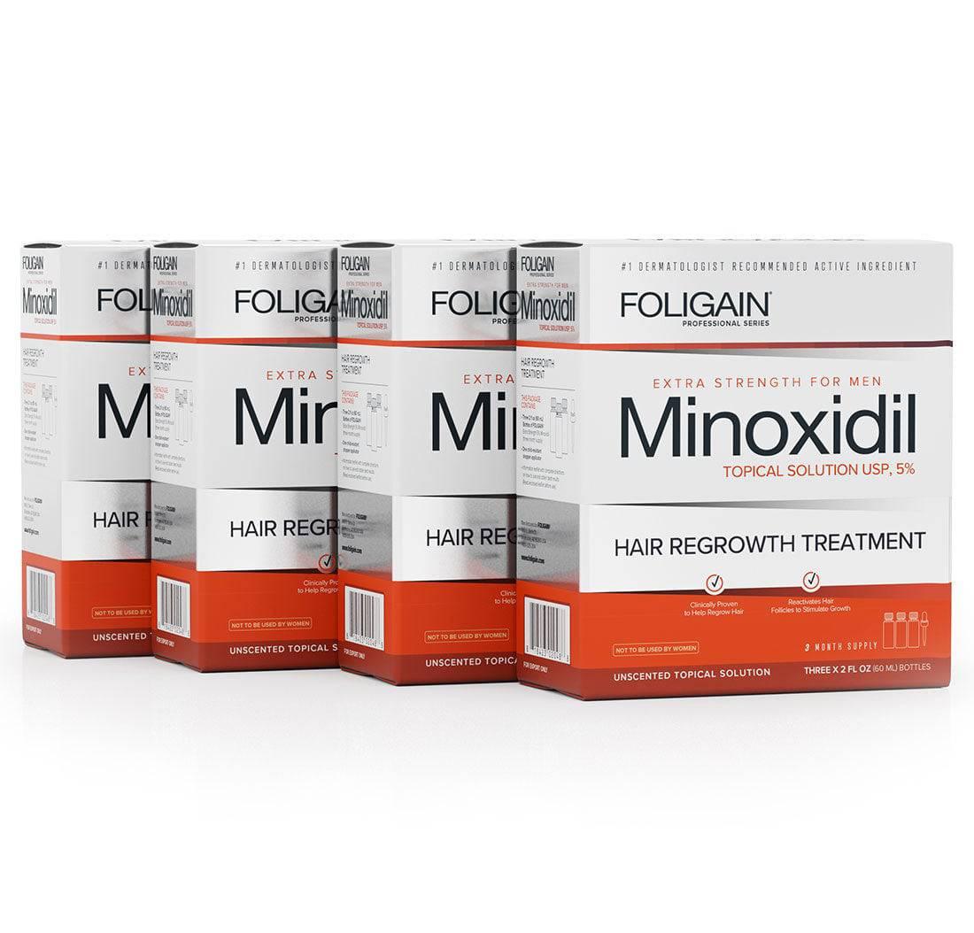 FOLIGAIN Minoxidil 5% Hair Regrowth Treatment For Men 12 Month Supply - MinoxFactor