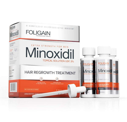 FOLIGAIN Minoxidil 5% Hair Regrowth Treatment For Men Three Month Supply - MinoxFactor